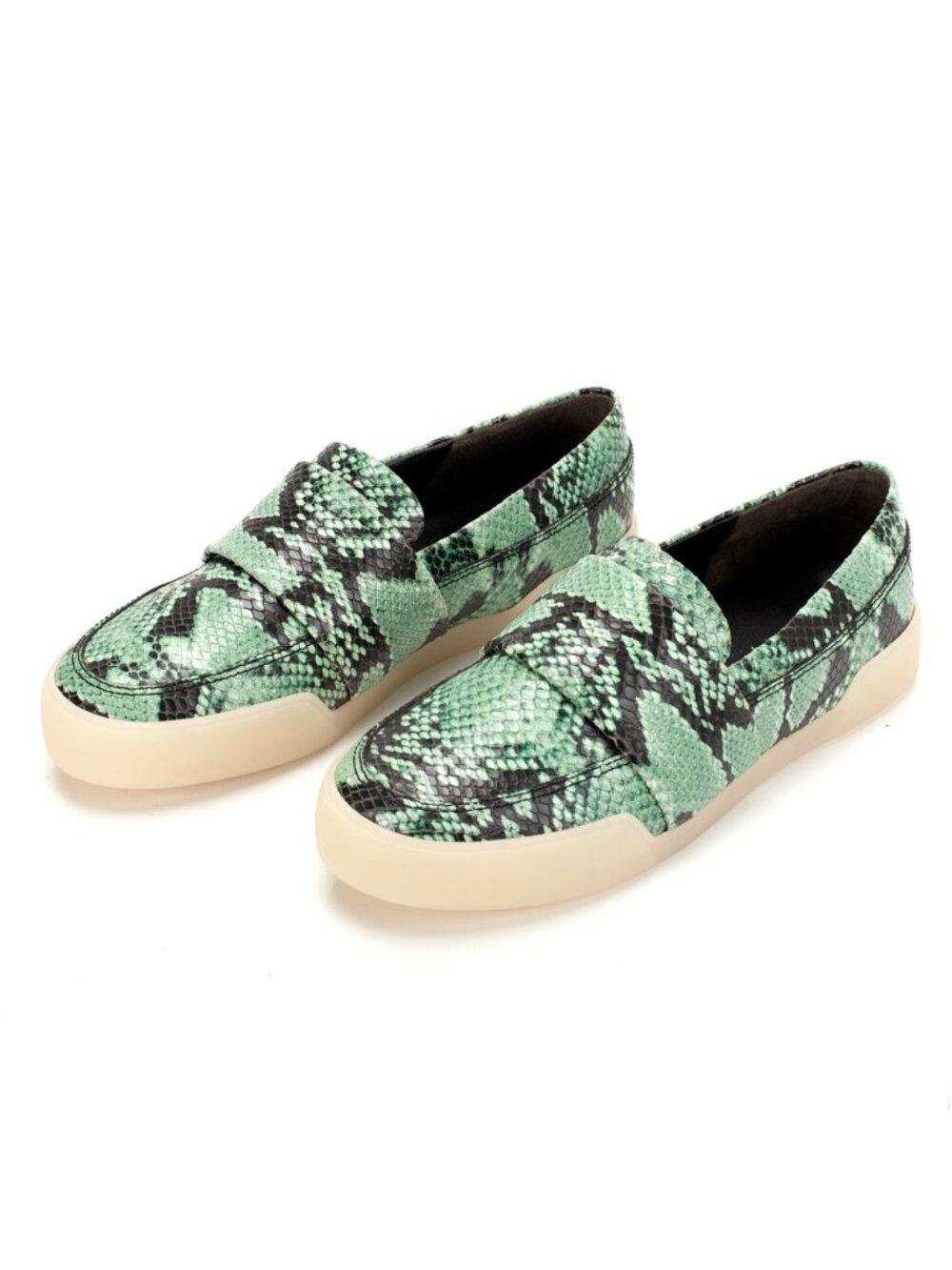 New 3.1 PHILLIP LIM Green Snake Patterned Genuine Leather Sneakers Loafers Sz 37